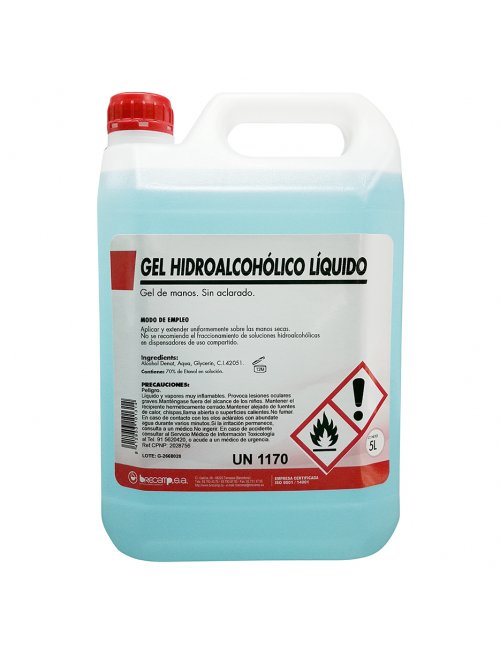 Líquido hidroalcohólico 5 litros para la desinfección de manos